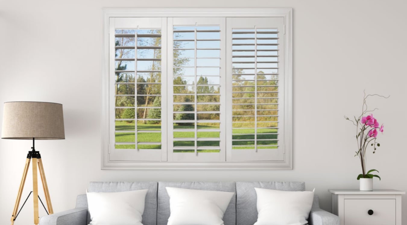 Plantation shutters in a living room